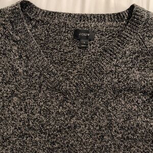 J. Crew Men's Black and White V-Neck Sweater